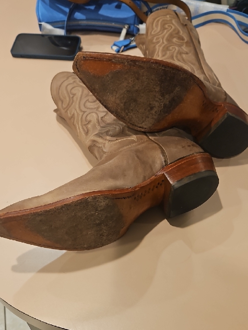 Nocona Taupe Leather Boot - Picture 7 of 7